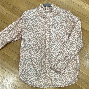 Jcrew Leopard Print ruffle collar Shirt
